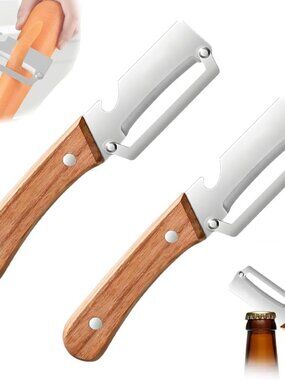 Premium Vegetable Peeler with Wooden Handle and Bottle Opener,Multi-Functional